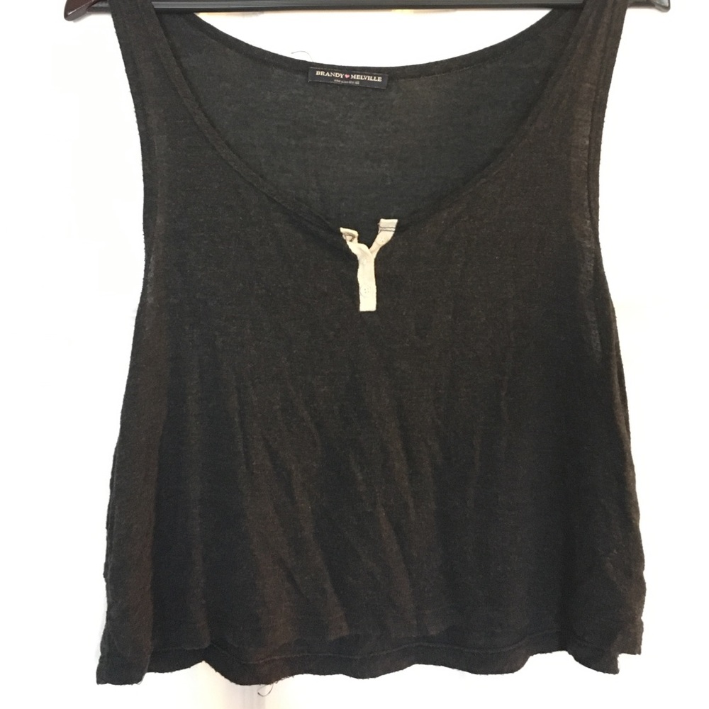 Brandy Melville grey henley tank top